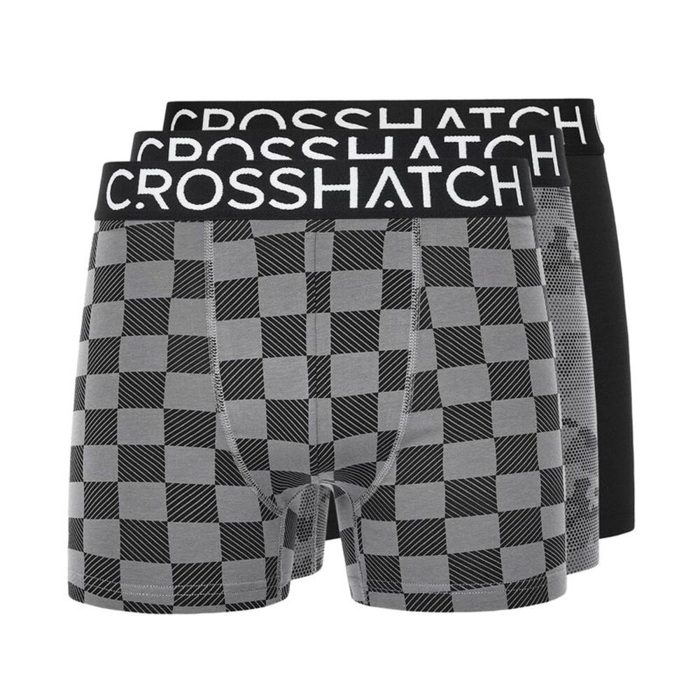 Crosshatch Mens Bresler Boxer Shorts (Pack of 3) / Black